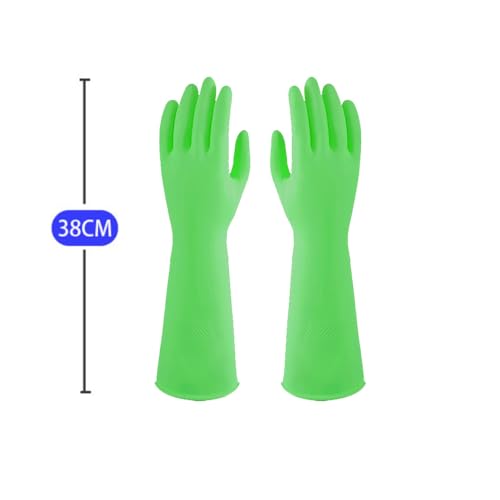 Thickened non-velvet rubber kitchen dishwashing gloves, reusable, waterproof and non-slip, flexible and durable for cleaning housework(Large)