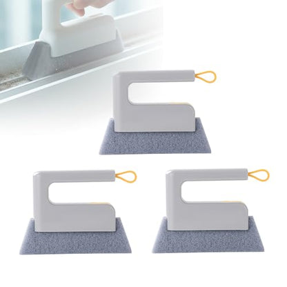 Window Track Cleaner Tool 3 Pack, Groove Track Cleaning Tools Kit with Brush and Scraper, Window Sill Cleaner Tool for Sliding Door Tracks, Gaps, Tile Lines, Car Vents Cleaning (Gray*3) - color: Gray*3