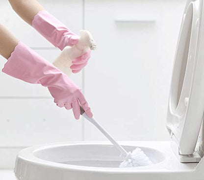 Alimat PluS 3 Pack Reusable Cleaning Gloves Latex Free, Dishwashing Gloves with Cotton Flock Liner and Embossed Palm, Waterproof Household Gloves for Laundry, Gardening (Medium) - color: Blue+pink+white, size: Medium (Pack of 3)