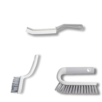 [3-Pack] Heavy Duty Scrub Brush Set with Professional PBT Stiff Bristles, V-Shape Grout Cleaner & Wide Floor Scrubber for Deep Cleaning Bathroom, Shower, Tile and Kitchen Gaps, Non-Slip Grip