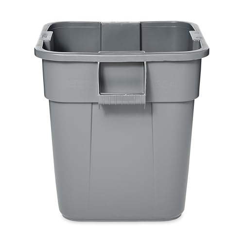 Rubbermaid Commercial LLDPE Square Brute 28-Gallon Trash Can without Lid, Gray, For Restaurants/Garages/Offices/Mailrooms/Classrooms