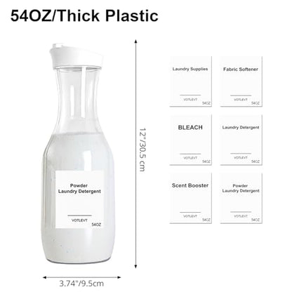 54 OZ Laundry Detergent Dispenser, Laundry Soap Dispenser, Liquid Laundry Detergent Container and Organizer, Clear Plastic Fabric Softener and Laundry Powder Dispenser for Laundry Room, 3Pack - color: 3p