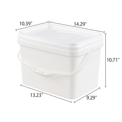 5 Gallon Rectangular White Food Grade Bucket with Handle, Set of 4 | Reusable White Plastic Bucket Set, Plastic Handles, Easy Stack and Store, for Camping, Fishing, Home Organization - size: 5 gallon, style: Rectangular
