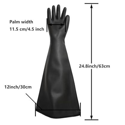 Heavy Duty Sandblasting Gloves Rubber Gloves for Sandblaster Protective Safety Work Black Striped Glove - color: Black 27.5” Gloves
