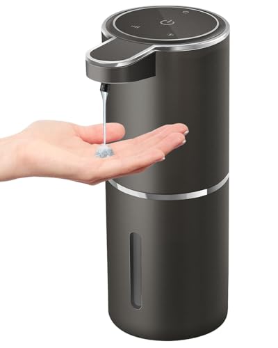 Automatic Liquid Soap Dispenser,4-Level Adjustable, Wall Mount,USB Rechargeable,12.8oz/ 380ml,Touchless Hand & Dish Soap Dispenser for Bathroom, Kitchen,Hotel, Restaurant - color: Metallic Grey Black, style: Liquid
