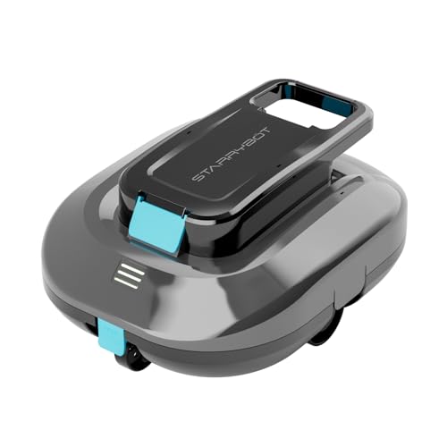 STARRYBOT Cordless Robotic Pool Cleaner with Dual high-Efficiency Motors Delivers Strong Suction, Smart Self-Parking,Smart LED Indicator,Pool Vacuum for Above-Ground Flat Pool up to 900 Sq.ft(Gray) - color: Gray