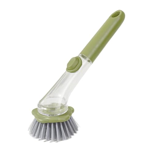 Dish Scrubber with Soap Dispenser,Non Slip Cleaner Scrubber with Handle,Dish Cleaning Brush | for Pots Stoves Pans Kitchen Home Dorm Appliances Dishwashing - color: Green