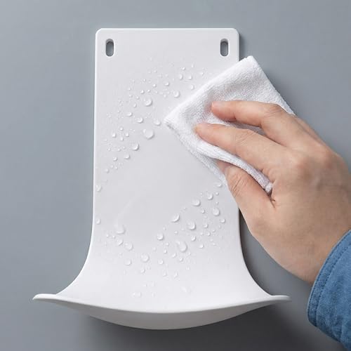 YARNOW 4PCS Dispenser Drip Tray - Wall Mounted Laundry Detergent Catcher - Cup Liquid Dispenser Holder for Kitchen Sink, Bathroom & Laundry Room Use - Easy Installation and Cleaning, White