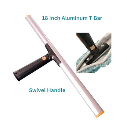 Window Squeegee 18 inch and Window Washer with Swivel Handle, Professional Window Cleaning Kit, Window Scrubber with Durable Aluminum T-Bar for Window Cleaning