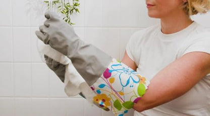 Finnhomy Household Gloves - Latex-Free, Waterproof, Long Cuff, Soft Lining Non-Slip, Adjustable Strap, Multi-Layer Protection, Flexible, Durable, Chemical-Resistant, Reusable for Cleaning (2 Pair) - color: Yellow/Grey, size: Large (Pack of 2)