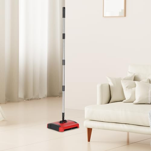Carpet Sweeper Manual 3 Rolling Brushes Floor Sweeper with Wheels and Large Waste Bin, 43inch Detachable Carpet Cleaner for Pet Hair Dust Debris, Sweepers
