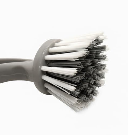 Grey – Kitchen Sink Scrub Brush – Round Bristle Head with Ergonomic Handle – Tough Cleaning Multipurpose Scrubber for Dishes, Pans, Basins & Surfaces – Scrub Brushes