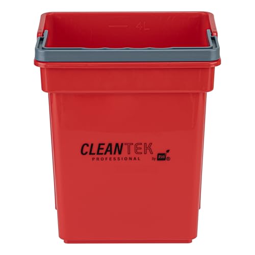 Restaurantware-Clean Tek Professional 4 Quart Cleaning Bucket, 1 Utility Pail with Handle - Heavy-Duty, Portable, Red Plastic Washing Pail, Perfect for Household, Outdoor, Car Wash and More - color: Red, size: 4 Quarts