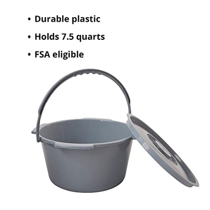 McKesson Commode Replacement Bucket with Handle and Lid, 7.5 qt, 12 Count - size: 12 Count (Pack of 1)