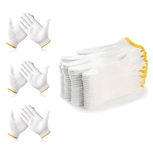 Unisex white cotton polyester knittedsafety gloves,suitable for gardening,warehouse,cooking work-12/36/240 pairs - color: A-white (36 Pairs) No Dots