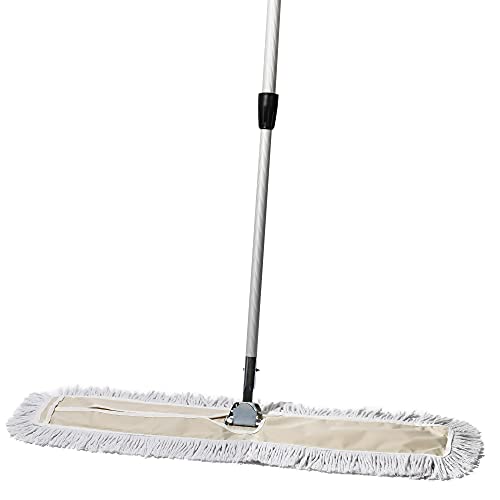 36 in. Floor Sweeper, Dust Mop for Hardwood, Reusable Cotton Mop Head, Extendable Handle, Dry Mop for Floor Cleaning & Janitorial Supplies - size: 36x5 Inch (Pack of 1)