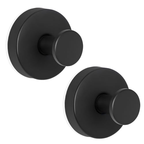 ZESLMG Suction Cup Hooks for Shower, Black Wreath Hangers for Front Door Glass Window Bathroom Kitchen Wall, Removable Towel Holder Bath Robe Loofah Coat Hooks No Damage for Hanging, 2 Pack - color: Black