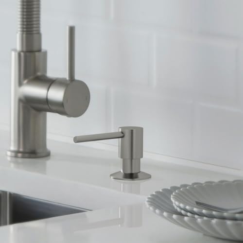 KIBI Kitchen Sink Soap Dispenser | 8.5 oz Countertop Refillable Bottle | Easy Top Refill Pump | Durable Brass Build with Rust-Resistant Finish | Perfect for Kitchen, Bar, Laundry (Brushed Nickel) - color: Brushed Nickel