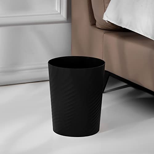 UUJOLY Bathroom Small Trash Can with Trash Bag Plastic Garbage Can Round Waste Basket for Bathrooms, Laundry Room, Kitchens, Offices, Kids Rooms, Dorms, 1.8 Gallons, 3 Pack (Black) - color: Black
