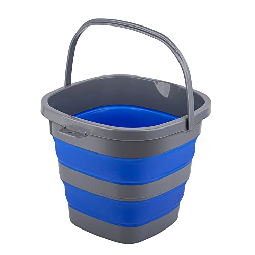 Collapsible Bucket with 2.6 Gallon (10L), Mop Bucket for Cleaning, Plastic Bucket for Garden, Car Washing or Camping, Portable Fishing Water Pail - color: Blue, size: 2.6 Gal