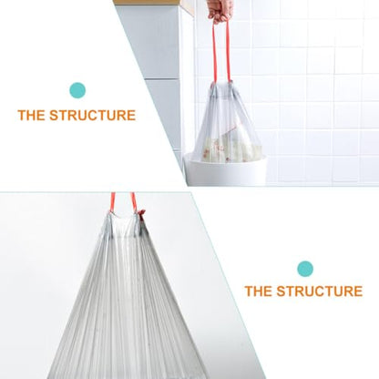 HEMOTON 5 Rolls Drawstring Trash Bags Thickened Strong Garbage Bags Disposable Household Trash Liners for Kitchen and Outdoor Use Random Color