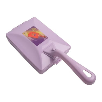 Handheld Carpet Sofa Sweeper with Double Roller Brushes,Crumb Dust Cleaning Tool for Bed,Table,Upholstery,PP Material,Purple