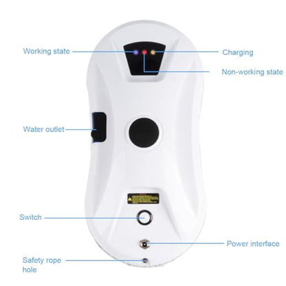 Window Cleaner Robot with Ultrasonic 5600PA Auto Water Glass Cleaning Automatic Smart Robot Cleaner,Window Vacuum Cleaner with Control Windows/Tiles/Class Door Indoor Outdoor - color: Silver