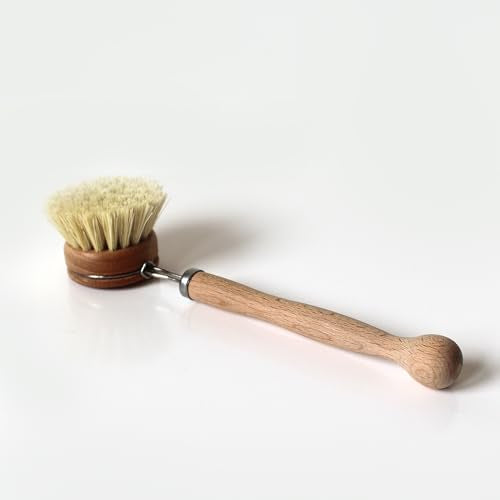 Murchison-Hume Compostable Dish Brush with Wooden Handle, Replaceable Scrubber Head, No Plastic Parts, All-Natural Materials Scrubbing Tool for Cleaning Pans, Pots, and Kitchen Sink, 8.3 inches