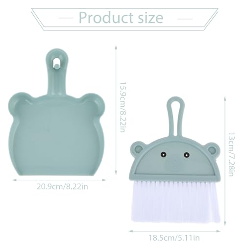 Amabro Small Dustpan Broom Set, Mini Dust Pan with Brush Set Hand Dustpan Table Top Brush Cute Table Crumb Sweeper Broom for Home Desktop Sofa Kitchen Keyboard Sweeping Cars Pet Nest(Blue)