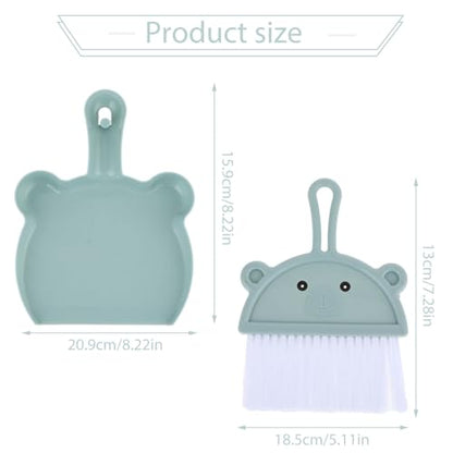 Amabro Small Dustpan Broom Set, Mini Dust Pan with Brush Set Hand Dustpan Table Top Brush Cute Table Crumb Sweeper Broom for Home Desktop Sofa Kitchen Keyboard Sweeping Cars Pet Nest(Blue)