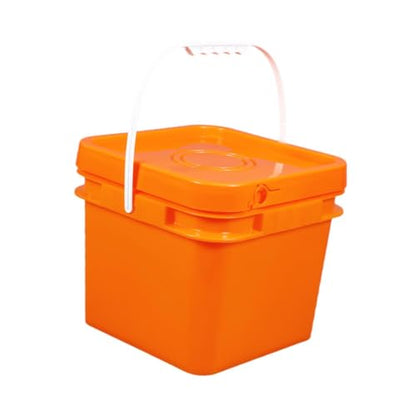 Square Bucket All Purpose Pail Large Capacity Food Storage Container with Handle and Lid for Home Improvement Outdoor Picnics, 8L 23.7x23.7x20.95cm