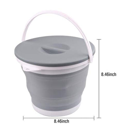 Ahyuan Collapsible Water Bucket with Locking Lid Multifunction Foldable Round Tub Water Pot Portable Water Pail Space Saving Water Container for RV, Camping, Marine, Outdoor Activities and Home (Gray) - color: Gray,green