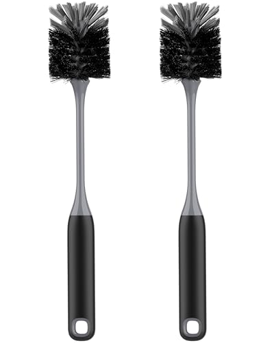 ROSEOK Bottle Brush, Water Bottle Brush, Flexible Bottle Brush, Cup Cleaner | For Cleaning Glass, Sports Bottle, Coffee Mug, Cup Cleaner, Black, 2 Pack - color: Black