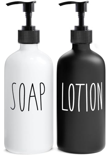MOMEEMO Soap Dispenser Bathroom Set, Contains Hand and Lotion Dispenser, Suitable for Black and White Bathroom Decor. (Black & White) - color: Sl Black White