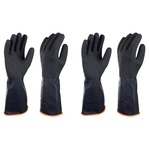 North Tower Chemical Resistant Gloves Rubber Heavy Duty Glove Work With Waterproof Gloves For Mens （14in,2 pair） - size: 14”（2 pair）