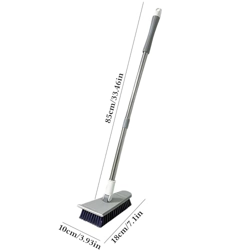 Tub Tile Scrubber Brush 2 in 1 Cleaning Brush 33.46 Inch, Adjustable Telescopic Pole Stiff Bristles Scouring Pads for Cleaning Bathroom Kitchen Toilet Wall Tub Tile Sink Non Scratch (Gray) - color: Gray