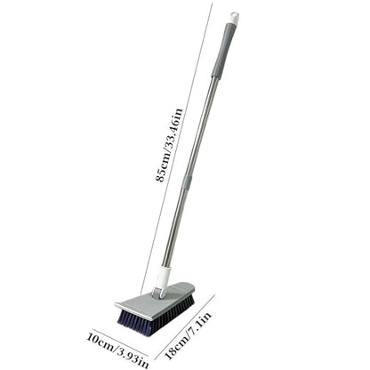 Tub Tile Scrubber Brush 2 in 1 Cleaning Brush 33.46 Inch, Adjustable Telescopic Pole Stiff Bristles Scouring Pads for Cleaning Bathroom Kitchen Toilet Wall Tub Tile Sink Non Scratch (Gray) - color: Gray