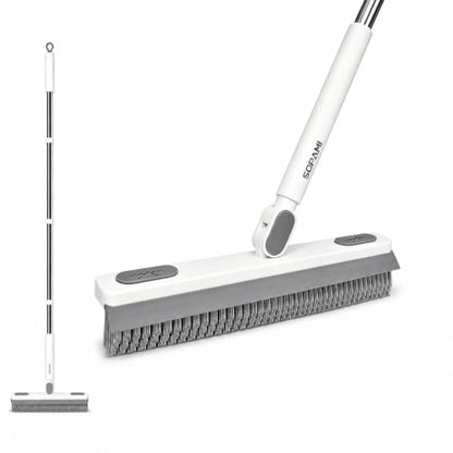 SOPAMI Grout Cleaner Brush with Long Handle, V-Shaped Floor Scrub Brush Swivel Grout Brush Stiff Bristle Floor Grout Scrubber for Bathroom, Tile Line, Crevice, Kitchen, Wall, Deck, Garage