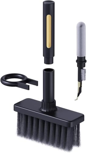 Cleaning Soft Brush Charcoal Infused Bristles Keyboard Cleaner 5-in-1 Multi-Function Cleaning Tools Kit Corner Keycap Puller Remover Multi Brush for PC Laptop Airpods Pro Camera Lens (Black) - color: Black