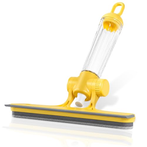 4 in 1 Glass Cleaning Tool with Adjustable Angle Squeegee Spray Bottle and Scrub Brush for Shower Glass Car Windows and Mirrors All in One Window Cleaner Kit