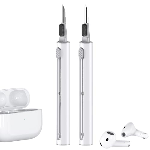 Inesore Multi Cleaning Pen for AirPods & All Bluetooth Earbuds(White+White) | 3-in-1 design with brush,sponge & metal tip; pocket-sized for office,gym & travel; compatible with earbuds electronics - color: C3-White*2