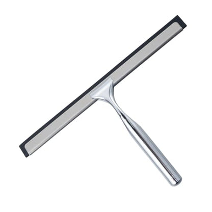 J&V TEXTILES All-Purpose Stainless Steel Shower Squeegee for Glass Doors with Adhesive Hooks, Squeegee for Shower Glass, Bathroom Household Cleaner Tool, 10 Inch (Silver) - color: Silver