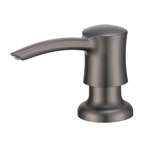 Soap Dispenser for Kitchen Sink, Built in Sink Soap Dispenser Black Stainless Dark Gray ABS Pump Head Gunmetal Gray with 11 Ounce Soap Bottle - color: Gray