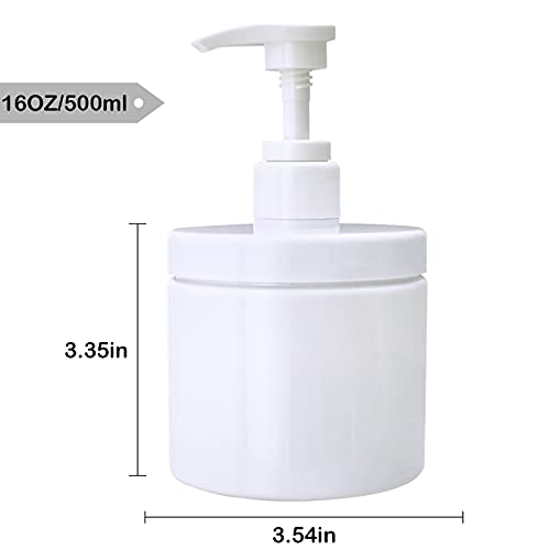 Cosywell Pump Bottle Dispenser Plastic Pump Bottles Refillable Bottles Wide Mouth Jar Style Empty Pump Bottles Bathroom Shower Containers for Lotion Shampoo Conditioner (White, 2X 500ml) - color: White, size: 2x 500ml
