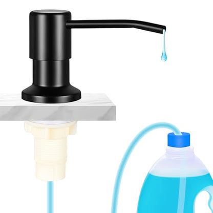 Soap Dispenser for Kitchen Sink, Upgrade Built in Sink Soap Dispenser, Countertop Sink Soap Dispenser Pump with 47" Extension Tube kit, No Need More Refills (Black) - color: Black