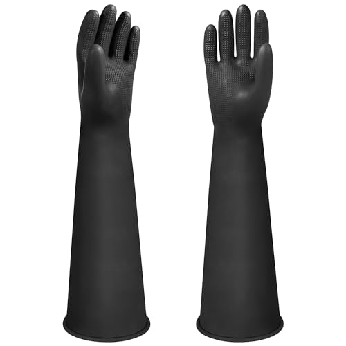 24" Chemical Resistant Glove, Reusable Heavy Duty Long Rubber Gloves, Long Waterproof Dishwashing Gloves, Industrial Safety Gloves for Men - color: 24 Inch