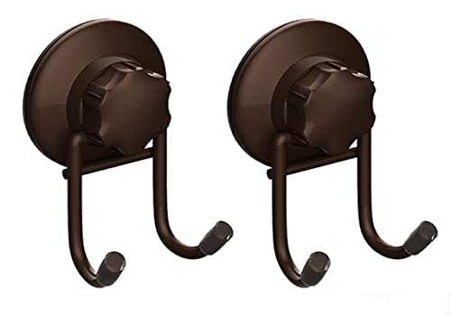 SANNO Suction Cup Hooks, Shower Squeegee Holder Towel Robe Loofah Hanging Hook for Bathroom Kitchen, Bathroom Accessories, Bronze (2 Pack) - color: bronze-2, size: 2 Pack