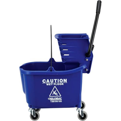 Global Industrial Commercial Mop Bucket and Wringer Combo with Side Press, 38 Quart Capacity, Durable Corrosion-Resistant Polypropylene, 3" Swivel Casters, Blue - color: Blue