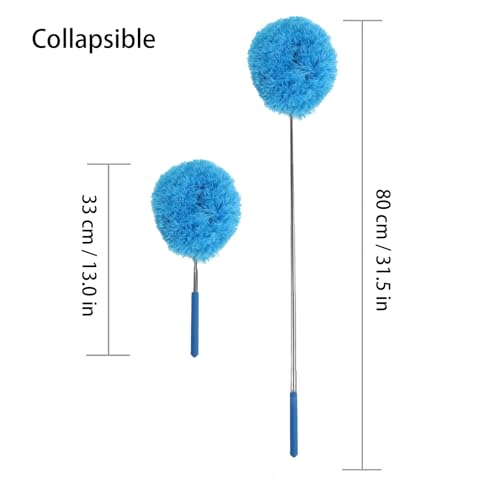 Duster Mop with Extension,Dust Mop Reusable Fan Cleaning Tool for Home, Car, Office, Blades, Windows, Glass Furniture,Blue - color: Blue