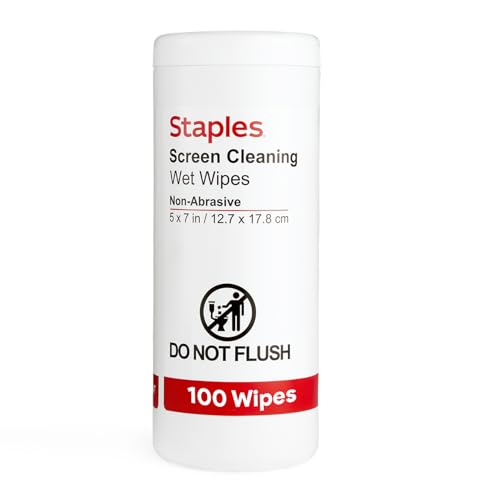 Staples Screen Cleaning Wipes – 100‑Count Tub for Monitors, Laptops, Phones & Electronics - size: 100 Count (Pack of 1)